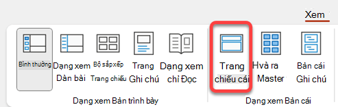 Nút Trang chiếu Cái trên tab Dạng xem trong PowerPoint.