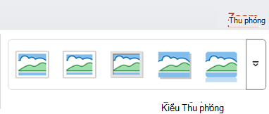 Tab Thu phóng được chọn trên ribbon PowerPoint