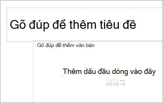 Hình ảnh của hộp tiêu đề trống và hộp văn bản trống để hiển thị vị trí dấu đầu dòng sẽ hoạt động.