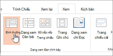 Xem dải băng với nút Thông thường được tô sáng