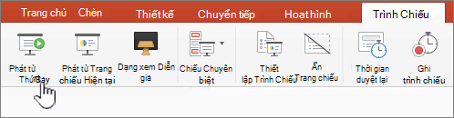 Nút bắt đầu phát trình chiếu từ menu bắt đầu