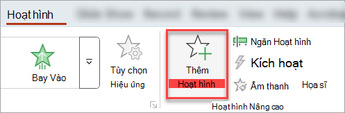 Nút Thêm Hoạt hình trên tab Hoạt hình.