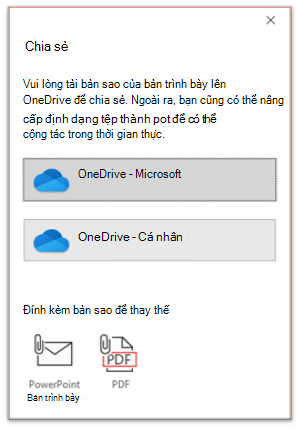 Ảnh chụp màn hình hiển thị Màn hình Cộng tác PowerPoint