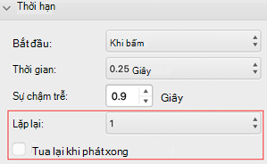 Menu lặp lại và tua lại trong PowerPoint cho Mac