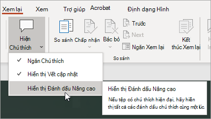 Chọn Hiển thị đánh dấu nâng cao