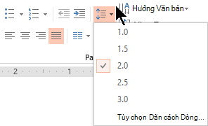 Các tùy chọn menu Giãn