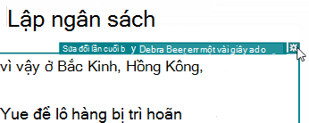 Ảnh chụp màn hình hiển thị ký hiệu tô sáng chỉnh sửa về người thực hiện thay đổi và thời điểm thay đổi