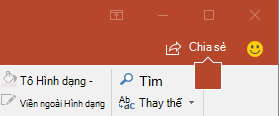 Nút Chia sẻ trên dải băng trong PowerPoint 2016