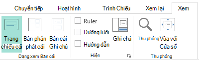 Bạn có thể tùy chỉnh bố trí trang chiếu trong dạng xem Bản cái trang chiếu