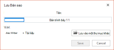 Hộp thoại Lưu Bản sao trong PowerPoint Online