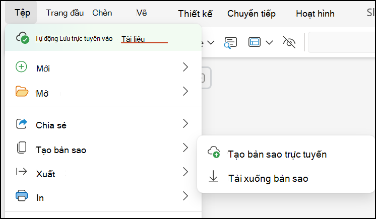 Sử dụng tính năng Tải xuống Bản sao để lưu bản trình bày vào máy tính của bạn