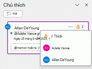 Đưa ra thích cho nhận xét và xem ai đã thích nhận xét đó.