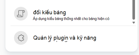 Ảnh chụp màn hình hiển thị thao tác chọn một kỹ năng đã ghi từ menu Yêu cầu Copilot cộng.