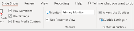 Luôn sử dụng hộp kiểm Phụ đề trong tab Trình chiếu