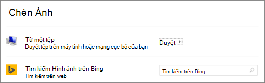 Hiển thị hộp thoại Chèn Ảnh trong PowerPoint.
