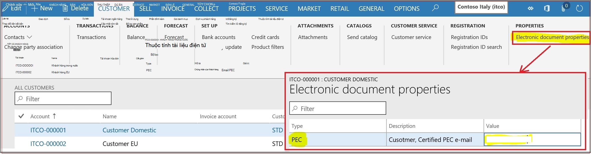 Thuộc tính PEC ở cấp Khách hàng