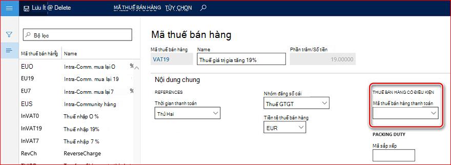 Hình ảnh này hiển thị trường Mã loại doanh số thanh toán.
