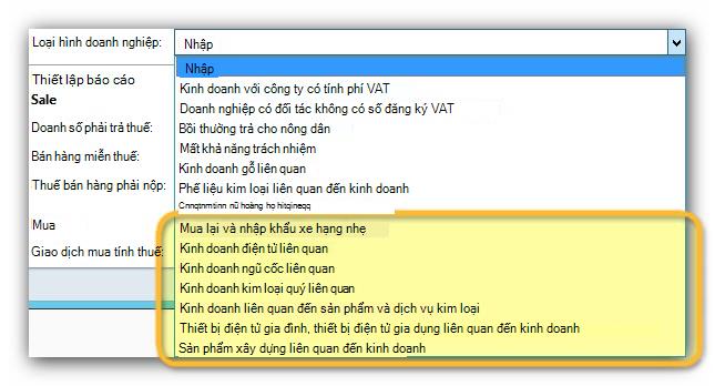 Hình ảnh này hiển thị các loại mới được thêm vào trong trường Loại doanh nghiệp.