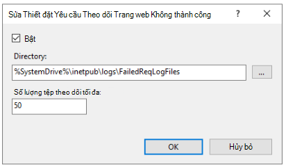 Ảnh chụp màn hình chỉnh sửa hành động Theo dõi Yêu cầu Không thành công..