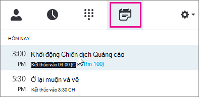 Tab Cuộc họp với các cuộc họp