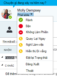 Tùy chọn trạng thái hiện diện