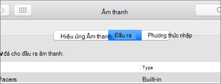 Ảnh chụp màn hình Tùy chọn âm thanh cho macOS với ngăn Đầu ra được chọn.