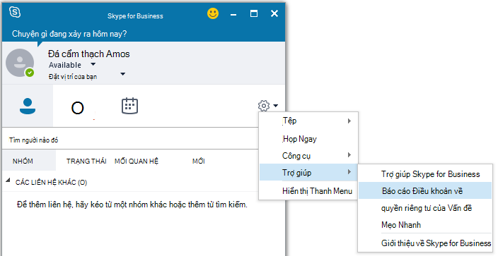 Chọn Báo cáo Sự cố
