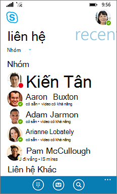 mạo và cảm nhận mới của Skype for Business Windows phone--cửa