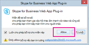 Tin cậy tên miền Phần bổ trợ Ứng dụng Web Skype for Business