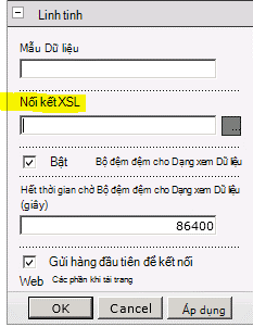 Thuộc tính Nối kết XSL trên menu Phần Web