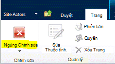 Nút Ngừng Sửa trên tab Trang