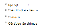 Ảnh cận cảnh nối kết Thêm cột hiện có trong trang Thiết đặt