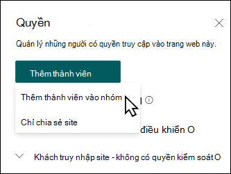 Bản xem trước của ngăn thêm thành viên