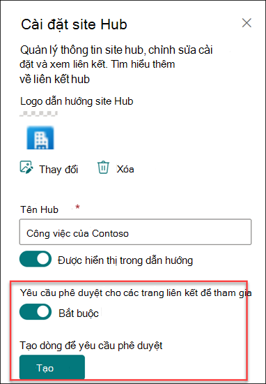 Ảnh chụp màn hình về việc tạo dòng phê duyệt