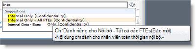 Văn bản giải thích giúp người dùng chọn thuật ngữ chính xác.