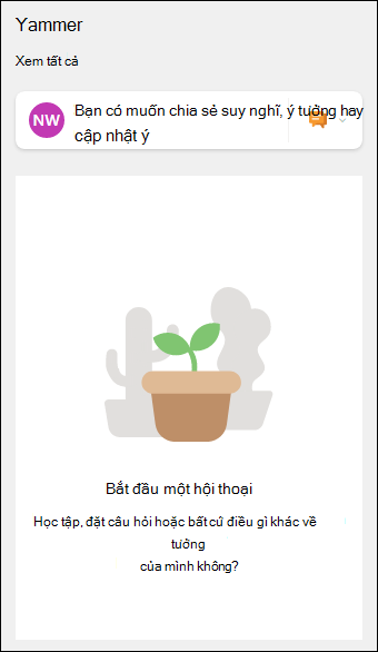 Bản xem trước của phần web Yammer.