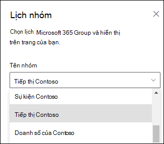 Chọn một nhóm Microsoft 365 từ ngăn thuộc tính.