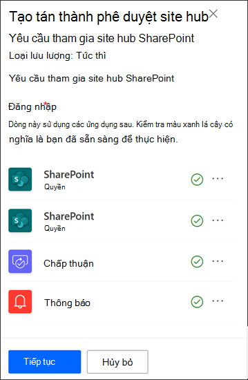 ảnh chụp màn hình ứng dụng phê duyệt site hub đã đăng nhập