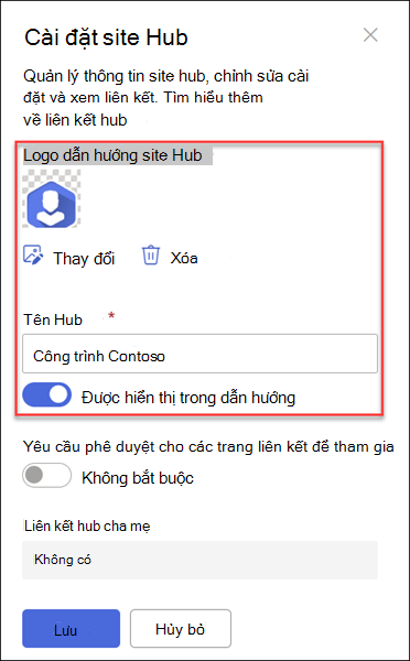 ảnh chụp màn hình tên logo dẫn hướng hubsite