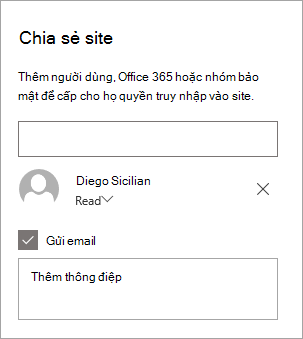 Thêm một người vào ngăn Chia sẻ site