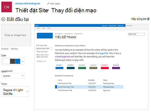 Chỉnh sửa màu sắc, phông chữ và bố trí