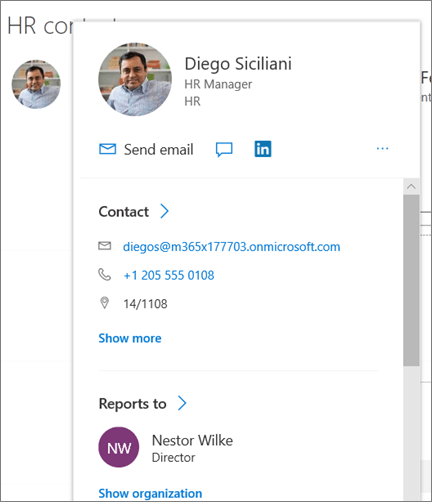 Phần web People trong site Hub hiện đại mẫu trong SharePoint Online
