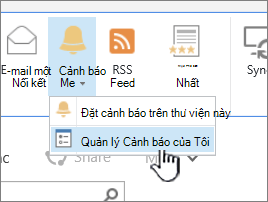 Nút cảnh báo Quản lý SharePoint 2016 được tô sáng