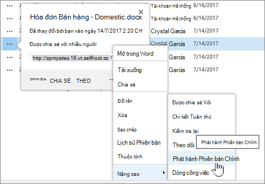 Bấm Phát hành phiên bản chính