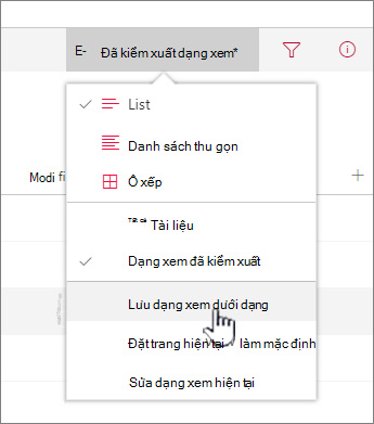 Bấm Lưu dưới dạng để lưu dạng xem cập nhật hoặc dạng xem mới