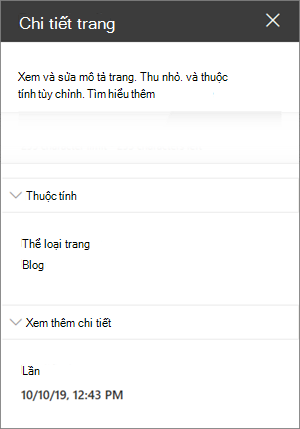 Ngăn chi tiết trang với thể loại Trang của blog