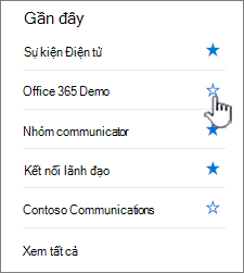 bấm vào phần bắt đầu rỗng bên cạnh site để theo dõi site đó.