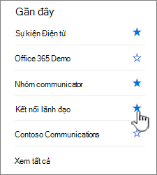 Bấm vào ngôi sao trên site trong thanh dẫn hướng bên trái
