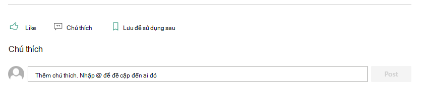 Phần Chú thích của trang SharePoint cho phép người đọc gửi phản hồi cho tác giả.