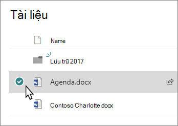 Ảnh chụp màn hình thư viện với tệp được chọn